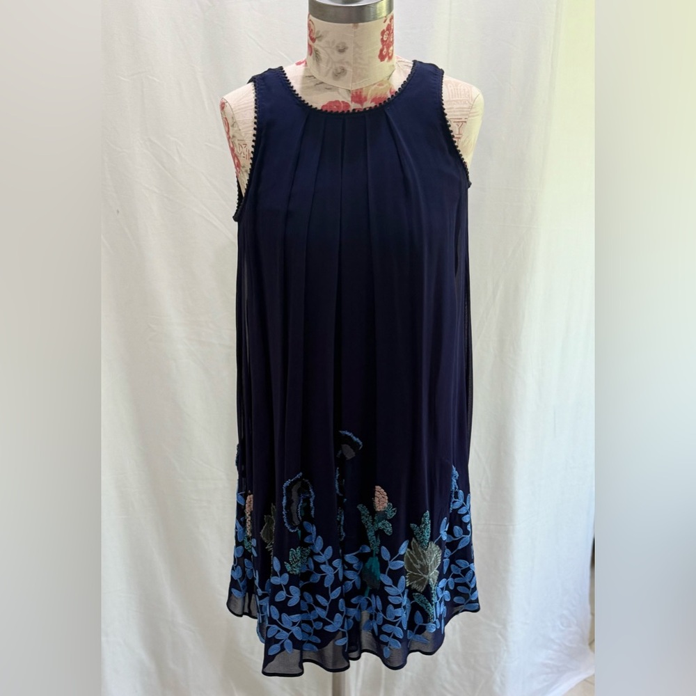 Anthropologie Midnight and Sky Embroidered Midi Dress